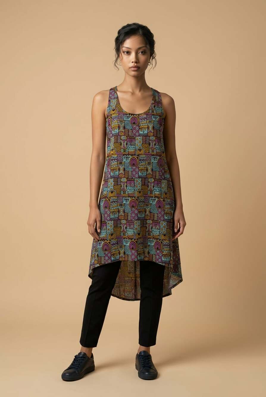 KAVU Jocelyn Racerback Viscose Hi-Lo Tank Dress size small